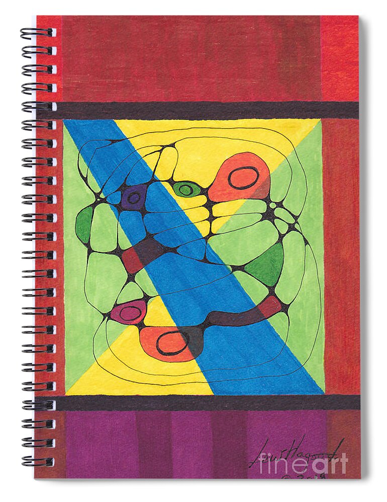 Lew Hagood Spiral Notebook featuring the mixed media 46.AB.1 Abstract by Lew Hagood