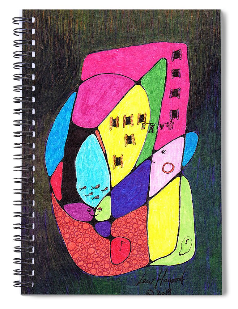 Lew Hagood Spiral Notebook featuring the mixed media 46.ab.10 by Lew Hagood