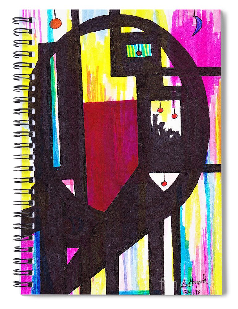 Abstract Spiral Notebook featuring the mixed media 46.AB.7 Abstract by Lew Hagood