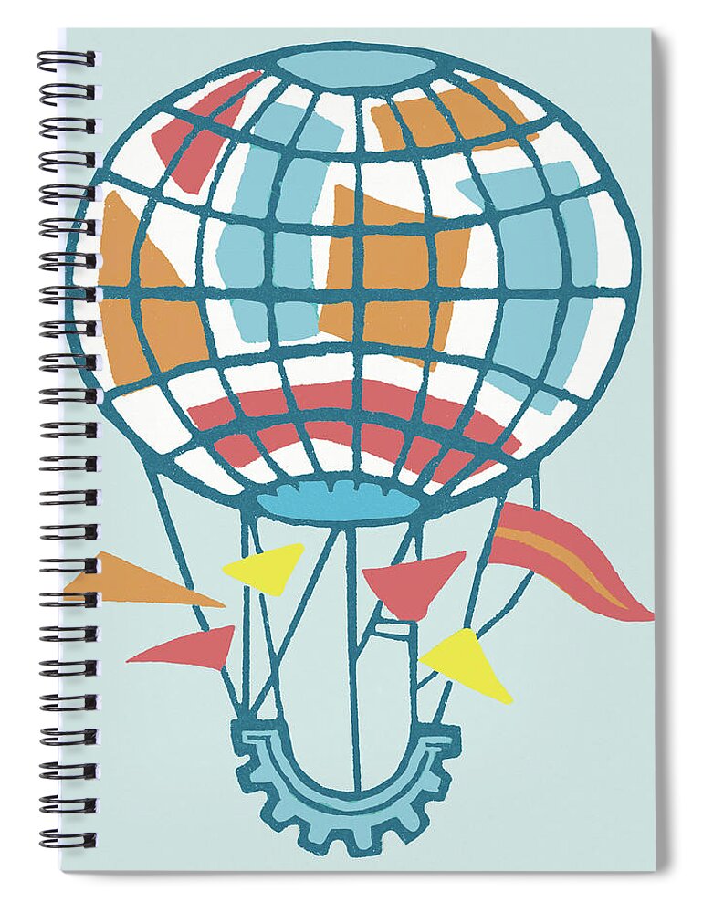 Balloon Spiral Notebook featuring the drawing Hot Air Balloon #5 by CSA Images