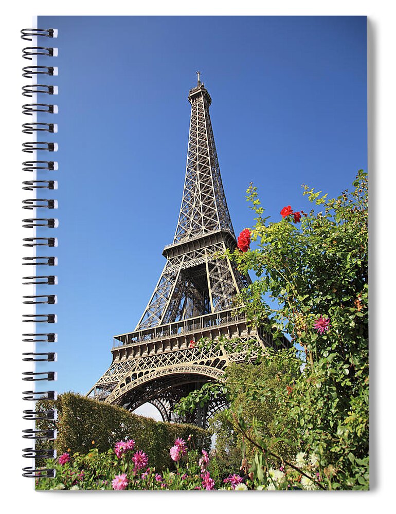 Flowerbed Spiral Notebook featuring the photograph Paris, Eiffel Tower #5 by Hiroshi Higuchi