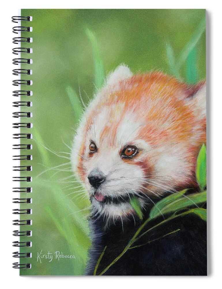 Red Panda Spiral Notebook featuring the pastel Lunch by Kirsty Rebecca