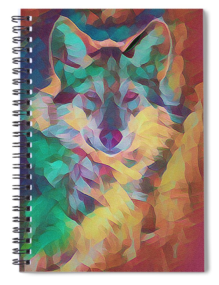 Wolf Spiral Notebook featuring the digital art The Wolf #5 by Ernest Echols
