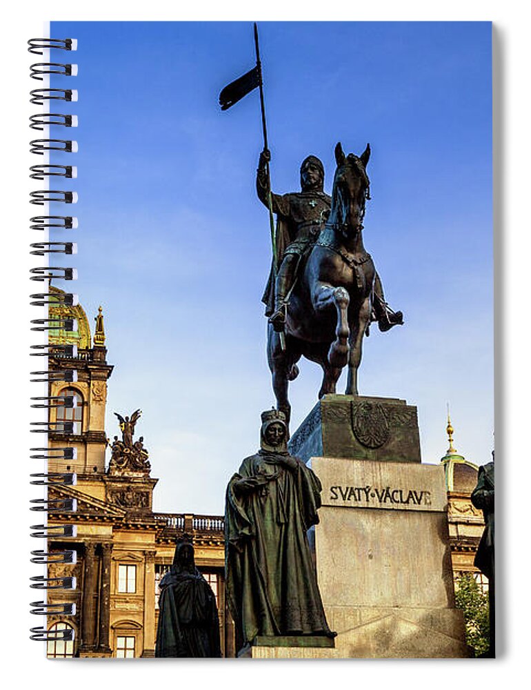 Vaclavske Namesti Spiral Notebook featuring the photograph Wenceslas Square in Prague #5 by Vivida Photo PC