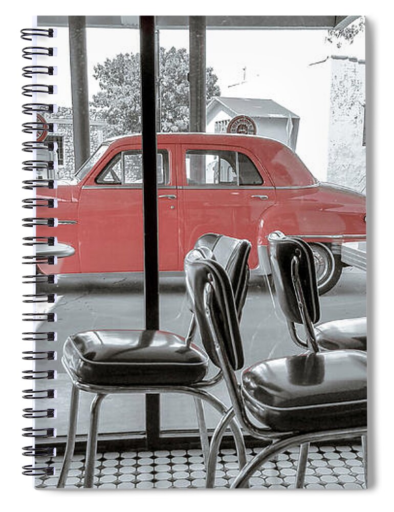 50's Spiral Notebook featuring the photograph 50's American Diner by Darrell Foster