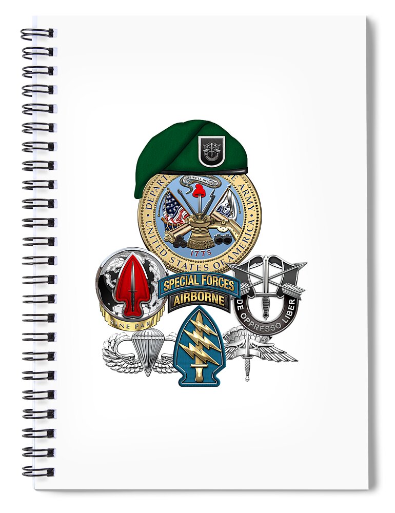 ‘u.s. Army Special Forces’ Collection By Serge Averbukh Spiral Notebook featuring the digital art 5th Special Forces Group - Green Berets Special Edition by Serge Averbukh