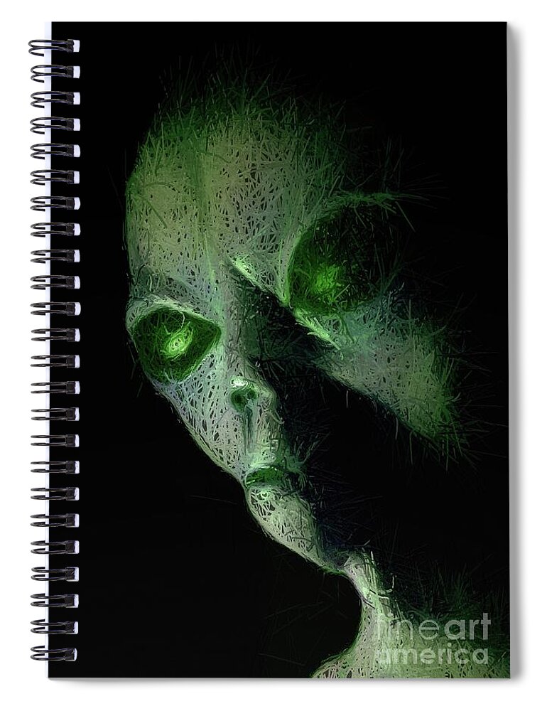 Alien Spiral Notebook featuring the digital art Alien Files #6 by Esoterica Art Agency
