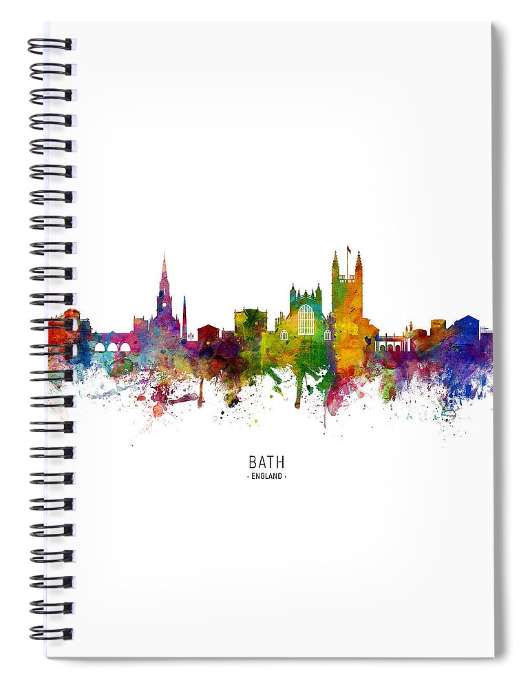 Bath Spiral Notebook featuring the digital art Bath England Skyline Cityscape #6 by Michael Tompsett