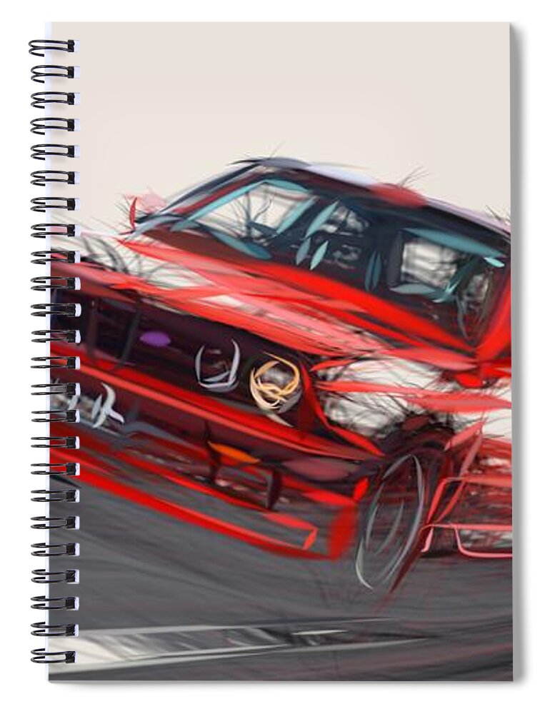 Bmw Spiral Notebook featuring the digital art BMW E30 Draw #6 by CarsToon Concept
