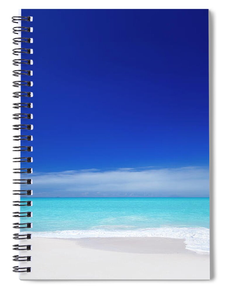 Water's Edge Spiral Notebook featuring the photograph Clean White Caribbean Beach With Blue #6 by Michaelutech