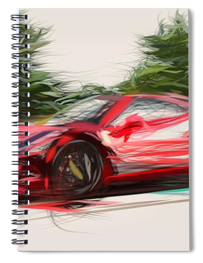 Ferrari Spiral Notebook featuring the digital art Ferrari 488 Pista Drawing #7 by CarsToon Concept