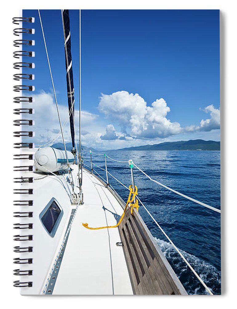 Curve Spiral Notebook featuring the photograph Sailing With Sailboat #6 by Mbbirdy