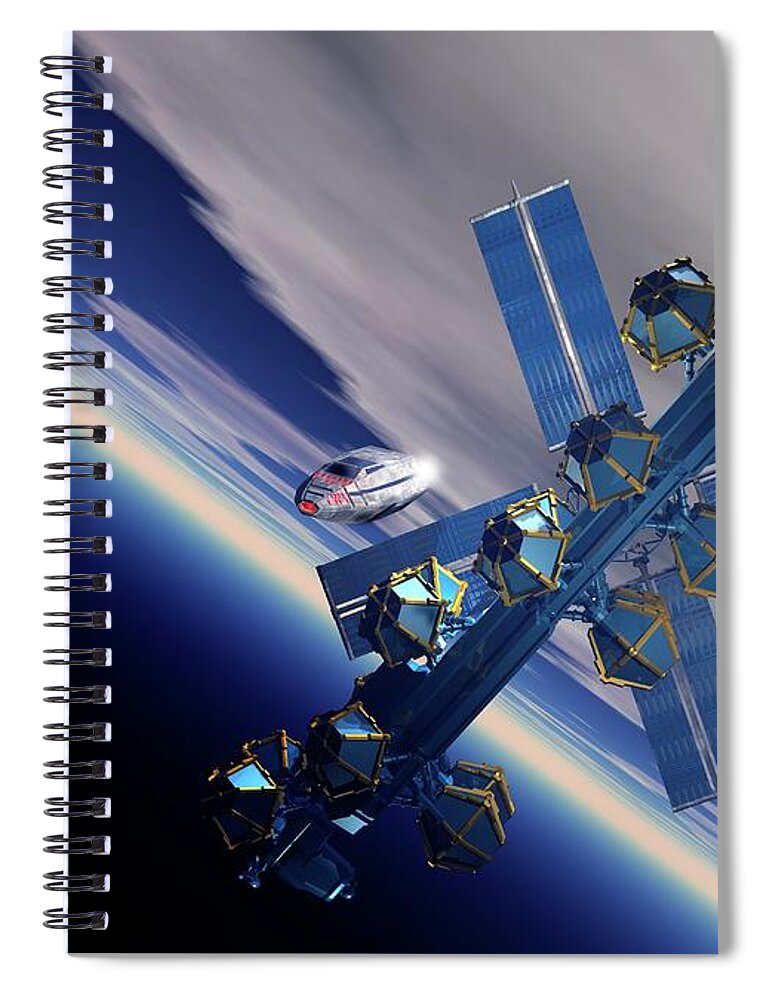 Built Structure Spiral Notebook featuring the digital art Space Station, Artwork #6 by Victor Habbick Visions