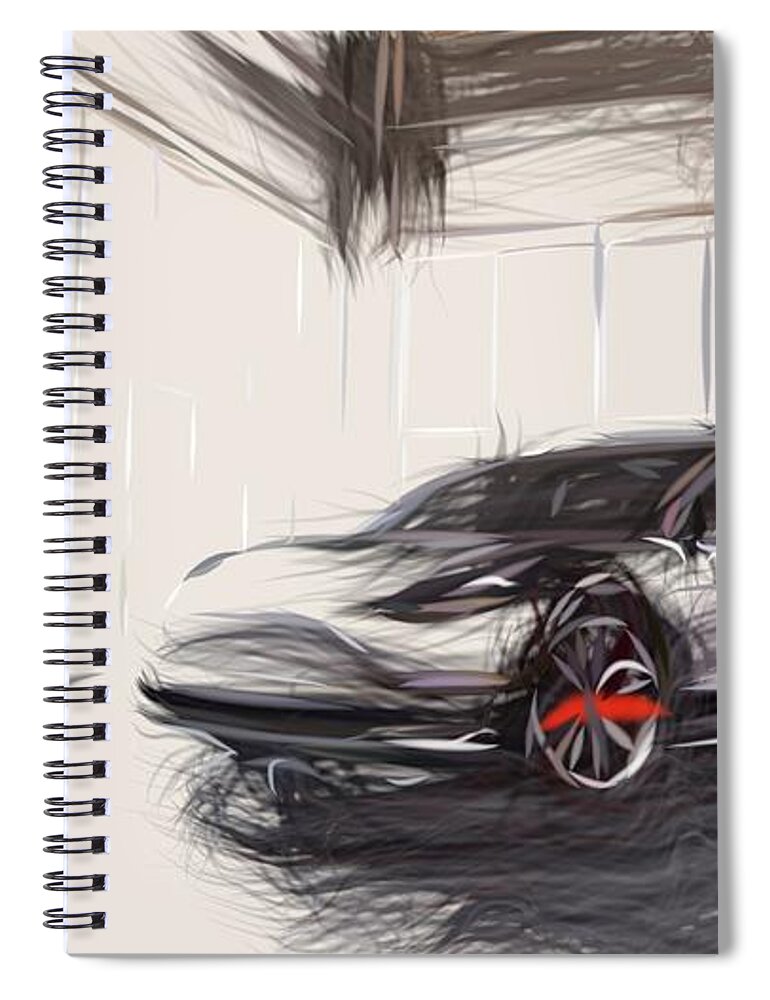 Tesla Spiral Notebook featuring the digital art Tesla Model 3 Prototype Draw #7 by CarsToon Concept