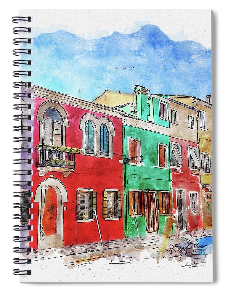 Venice Spiral Notebook featuring the digital art Venice #watercolor #sketch #venice #italy #6 by TintoDesigns