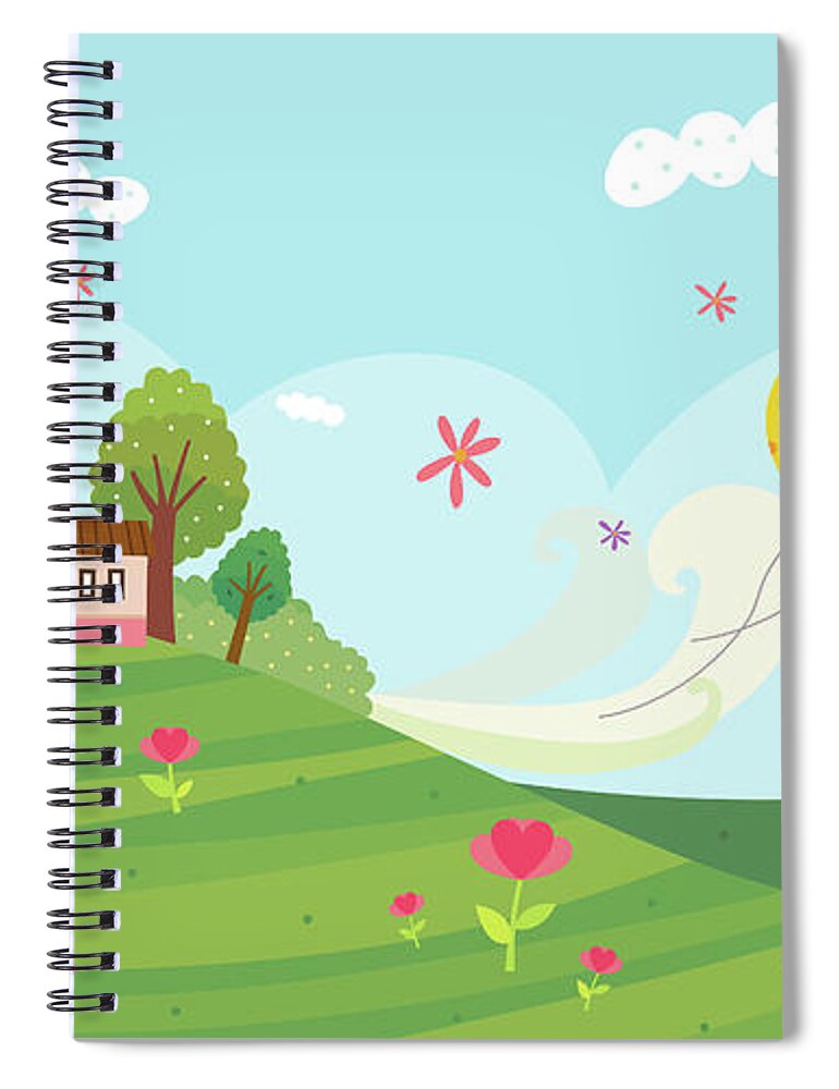 Built Structure Spiral Notebook featuring the digital art View Of Town #6 by Eastnine Inc.