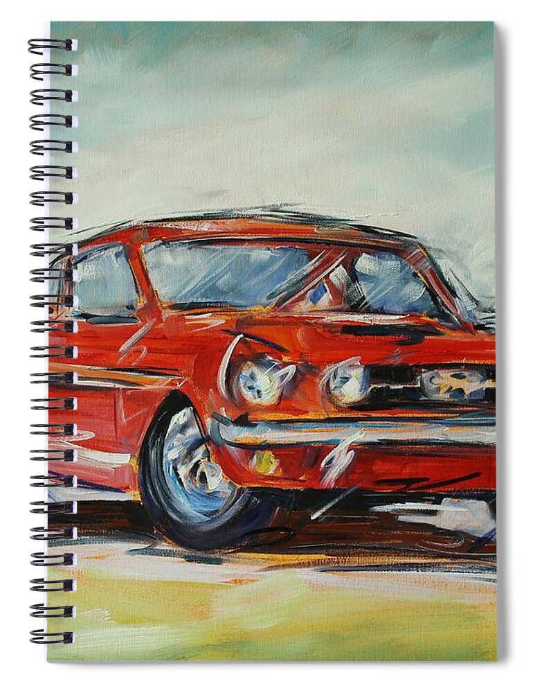 Mustang Spiral Notebook featuring the painting 65 Mustang by Alan Metzger