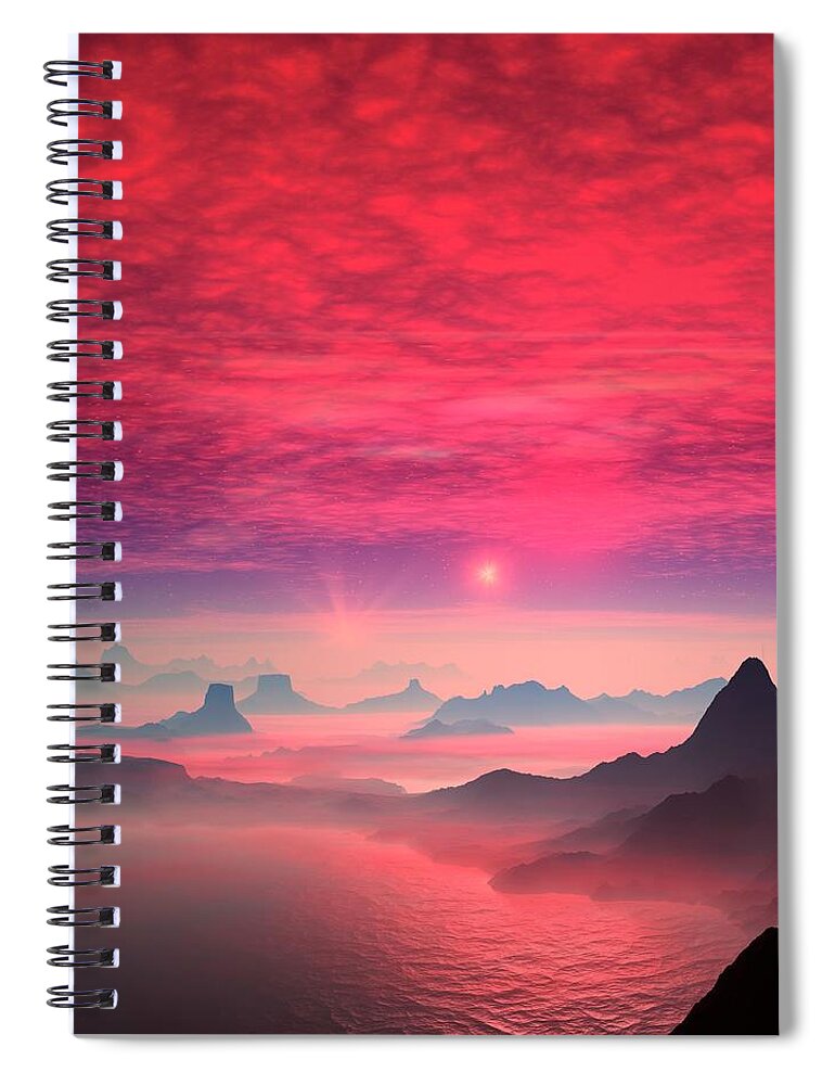 Concepts & Topics Spiral Notebook featuring the digital art Alien Planet, Artwork #7 by Mehau Kulyk