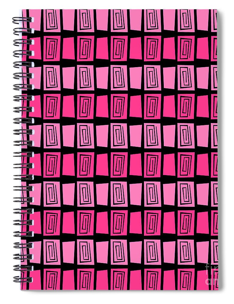 Pink Spiral Notebook featuring the digital art Mid Century Modern Maze by Donna Mibus