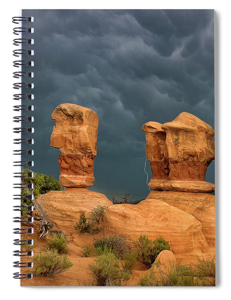 Dave Welling Spiral Notebook featuring the photograph Lightning Over Four Trolls Devils Garden Escalante Grand Staircase Utah by Dave Welling