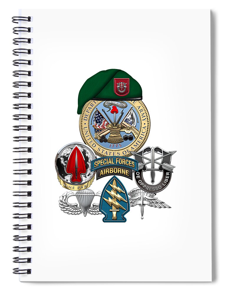 U.s. Army Special Forces Collection By Serge Averbukh Spiral Notebook featuring the digital art 7th Special Forces Group - Green Berets Special Edition by Serge Averbukh