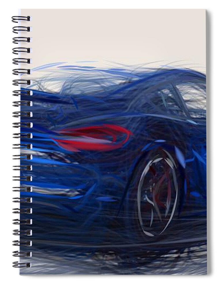 Porsche Spiral Notebook featuring the digital art Porsche Cayman GT4 Fantastic Drawing by CarsToon Concept