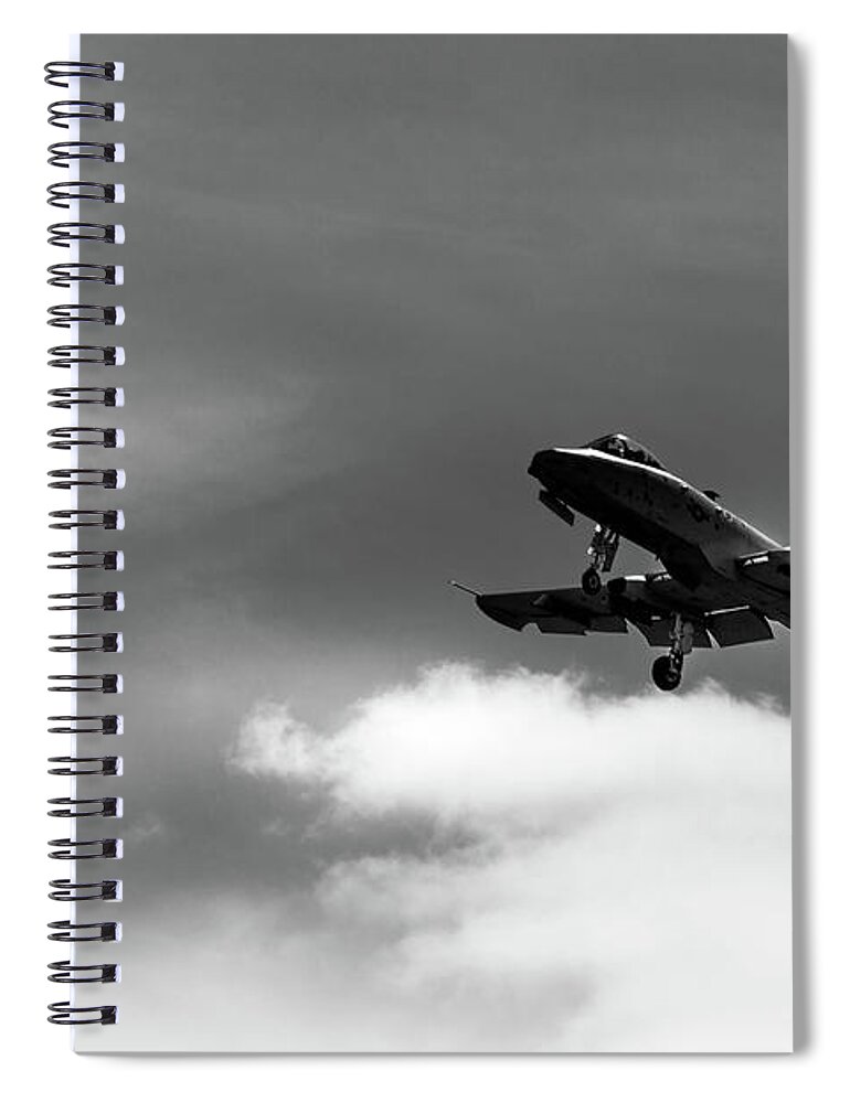 A-10 Spiral Notebook featuring the photograph A-10 Slow Pass by Doug Camara