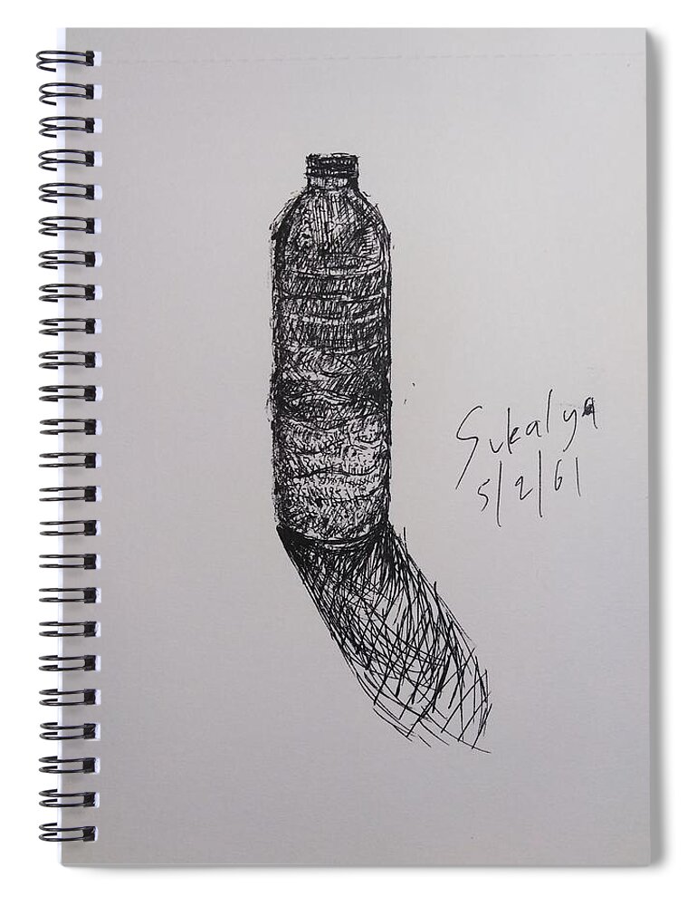 Bottle Spiral Notebook featuring the drawing A bottle by Sukalya Chearanantana