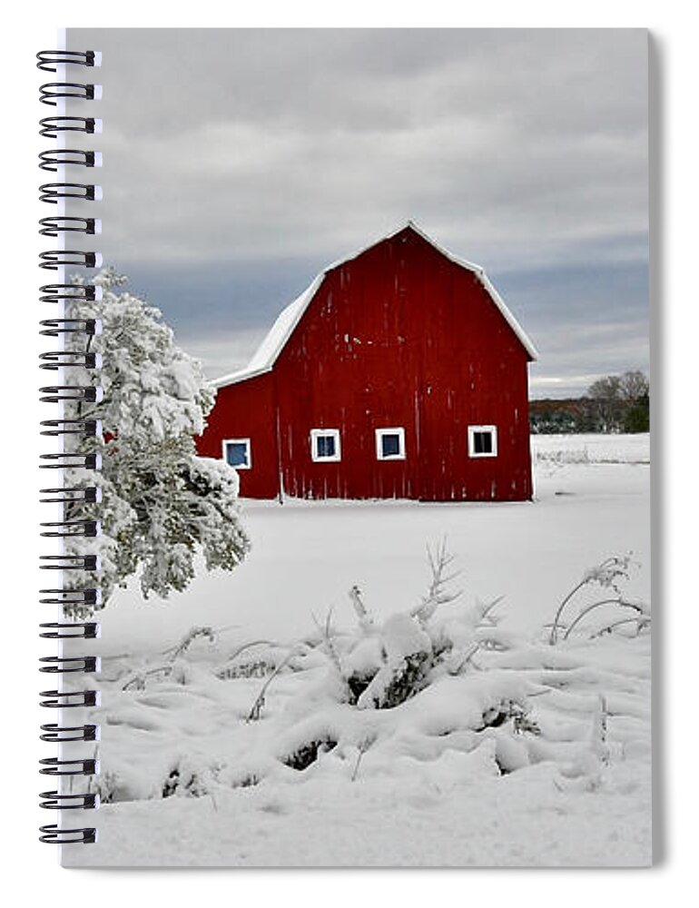 Red Spiral Notebook featuring the photograph A Crisp Winter Day 0832 by Michael Peychich