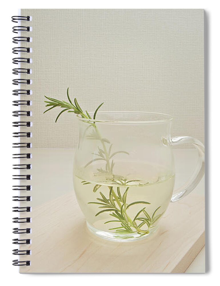 Cutting Board Spiral Notebook featuring the photograph A Cup Of Rosemary Tea by Margarita Komine