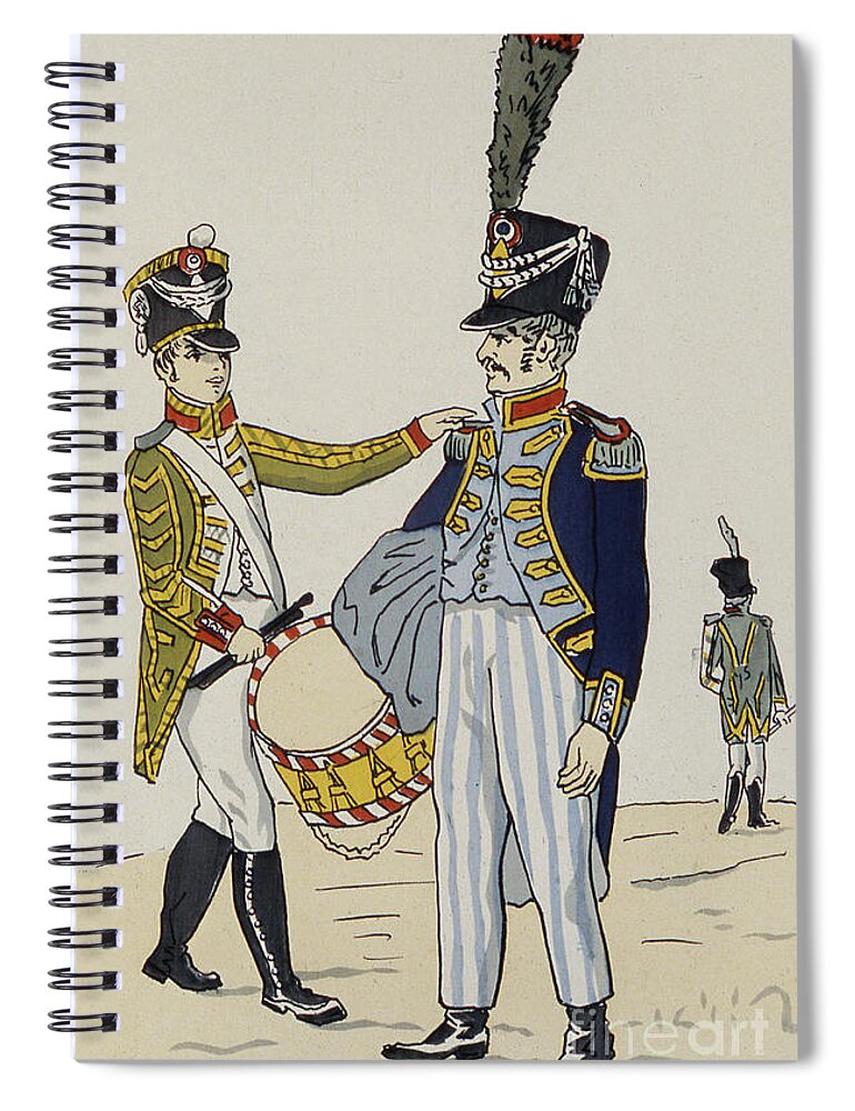 Drummer Spiral Notebook featuring the drawing A Drummer and Master Baker of the Prefectural Guard of Hamburg by Christoph Suhr