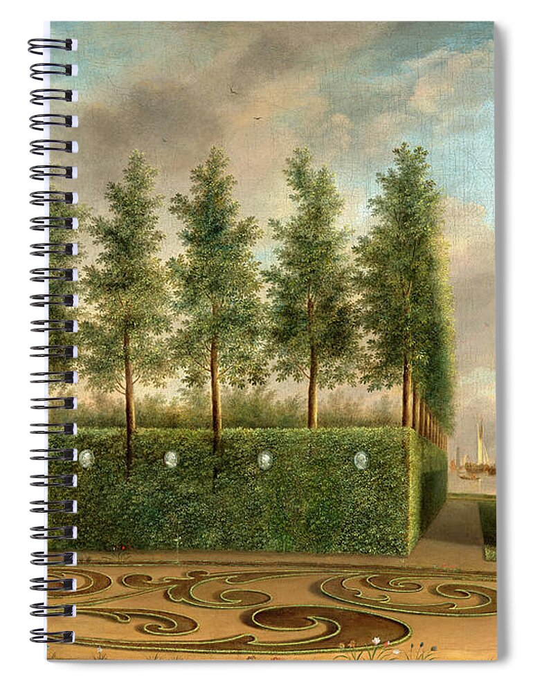 Vintage Art Spiral Notebook featuring the painting A Formal Garden by Audrey Jeanne Roberts