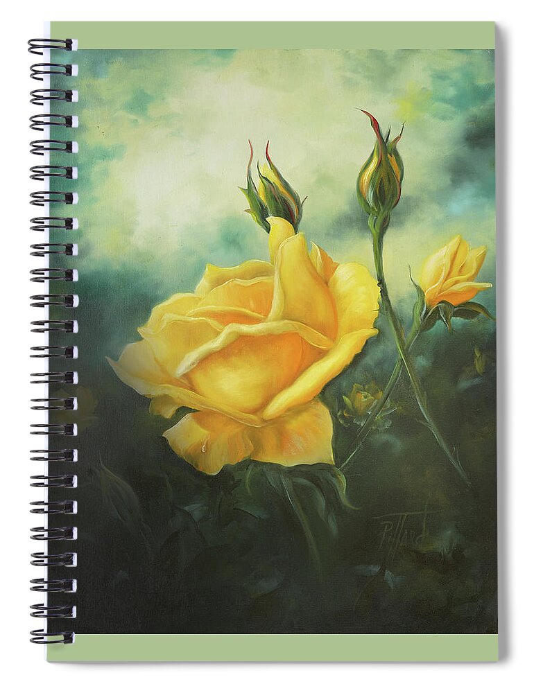 Rose Spiral Notebook featuring the painting Yellow Friendship Rose by Lynne Pittard