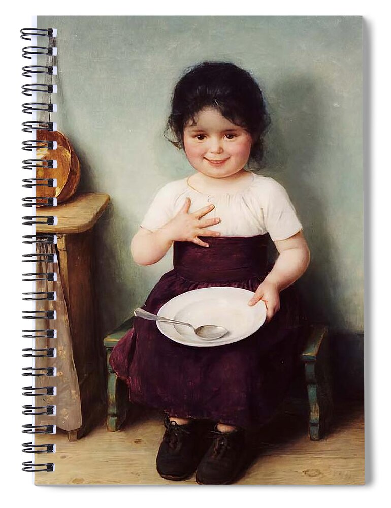 Carl Von Bergen Spiral Notebook featuring the painting A Girl with a Dish by Carl von Bergen
