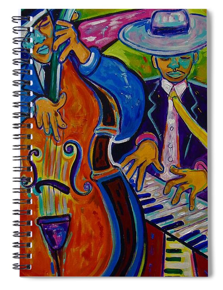 Abstract Music Art Spiral Notebook featuring the painting A Good Day For Music by Emery Franklin