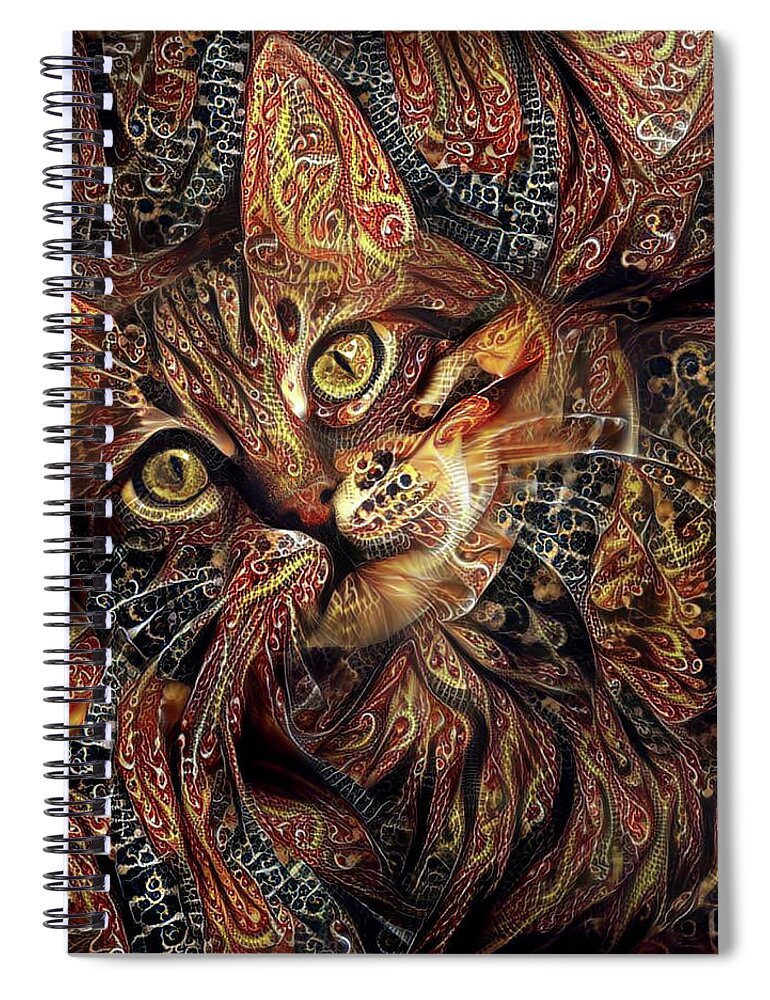 Cat Spiral Notebook featuring the digital art A Little Cinnamon by Peggy Collins