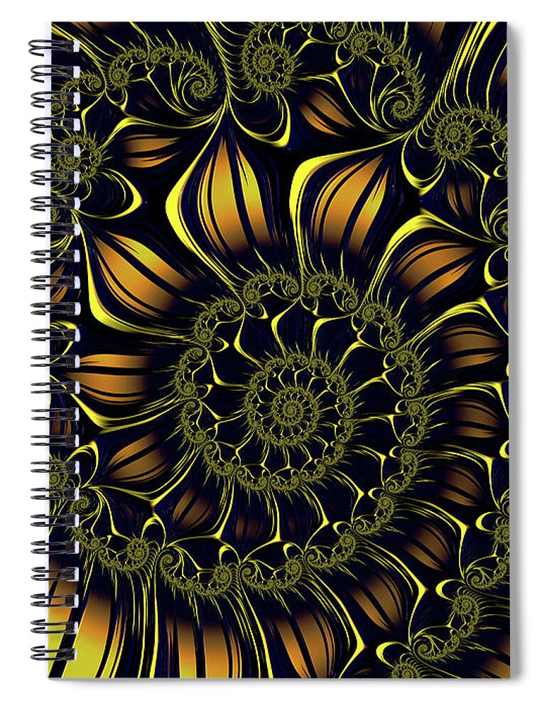 Fractal Spiral Notebook featuring the digital art A Little Flower Power by Jon Munson II