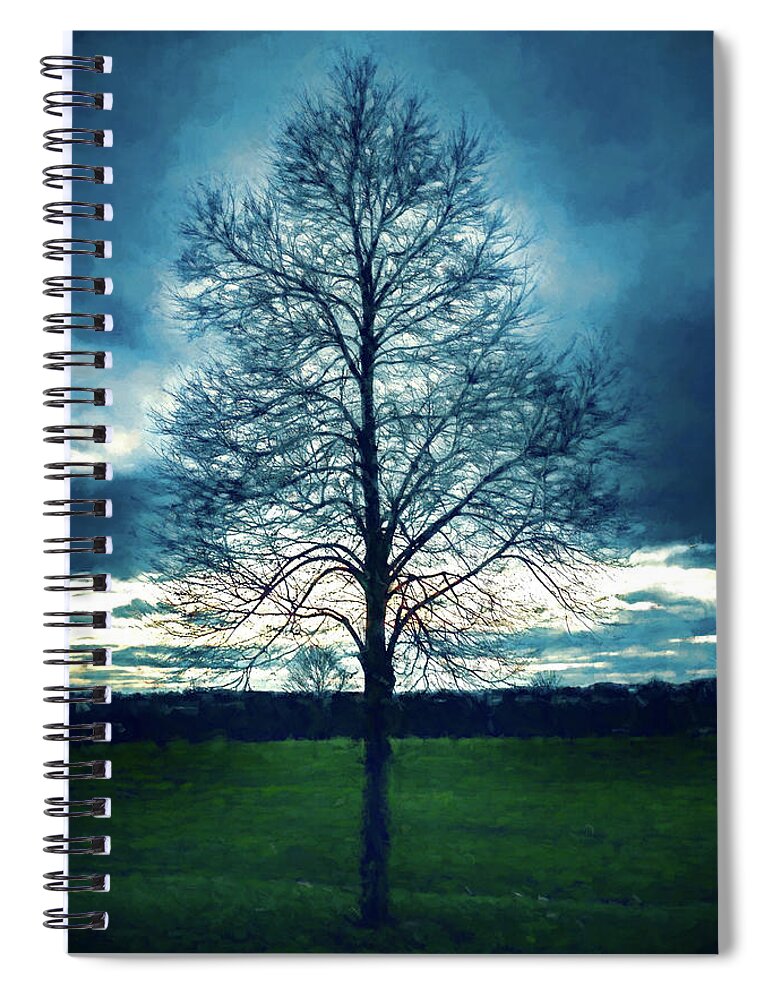 Tree Spiral Notebook featuring the digital art A Lone Tree in Winter by Jason Fink