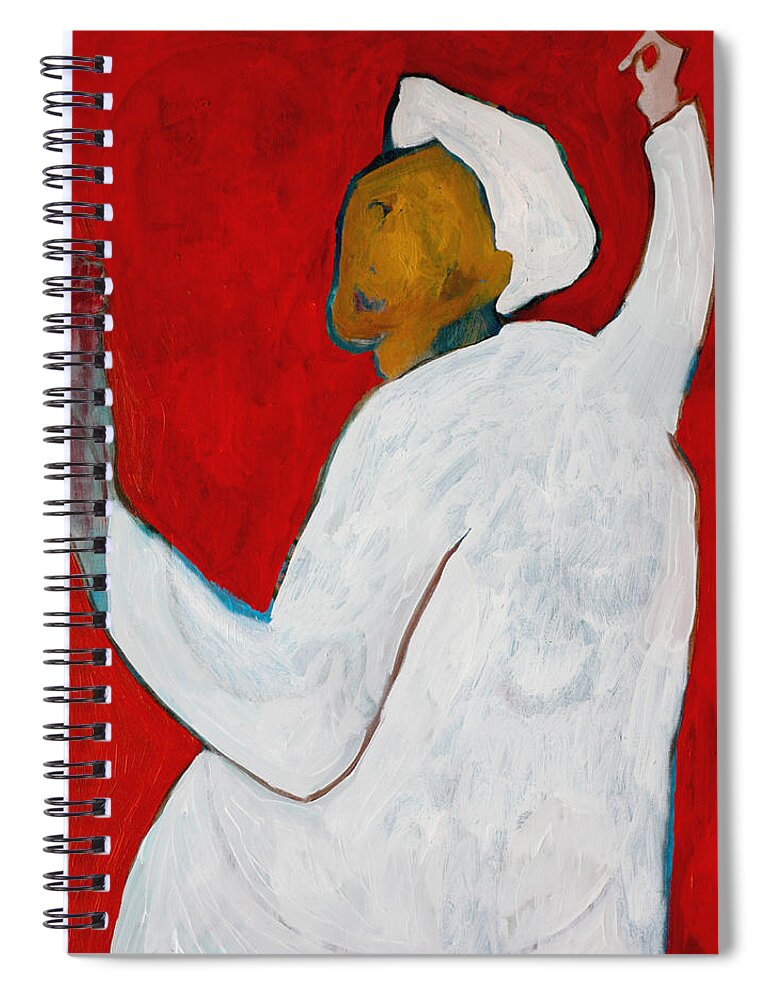 Red Spiral Notebook featuring the painting A man being attacked by Edgeworth Johnstone