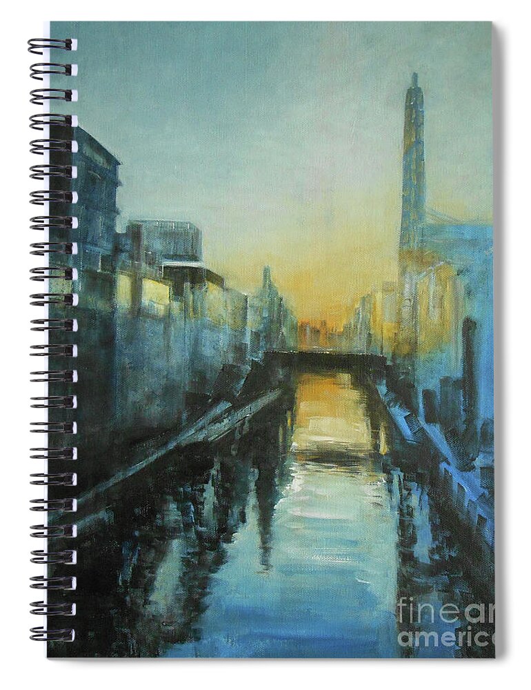 Abstract Spiral Notebook featuring the painting A Moment In Time by Jane See