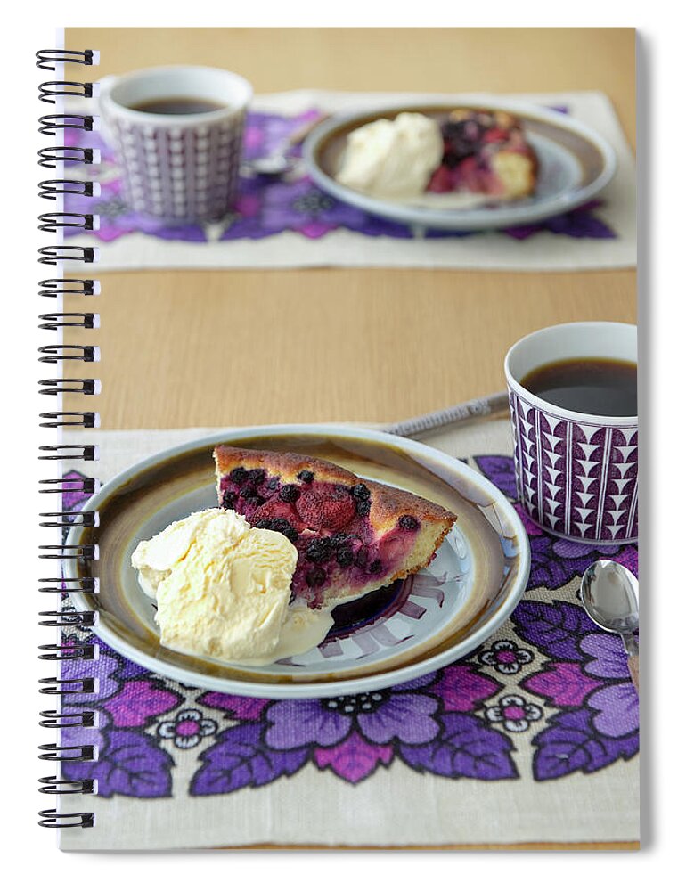 Spoon Spiral Notebook featuring the photograph A Northern European Dessert by Ryouchin