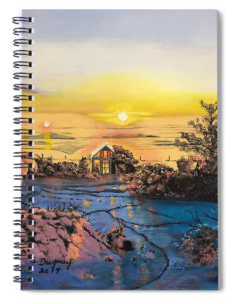 Sunrise Spiral Notebook featuring the painting A Perfect Prairie Morning by Sharon Duguay