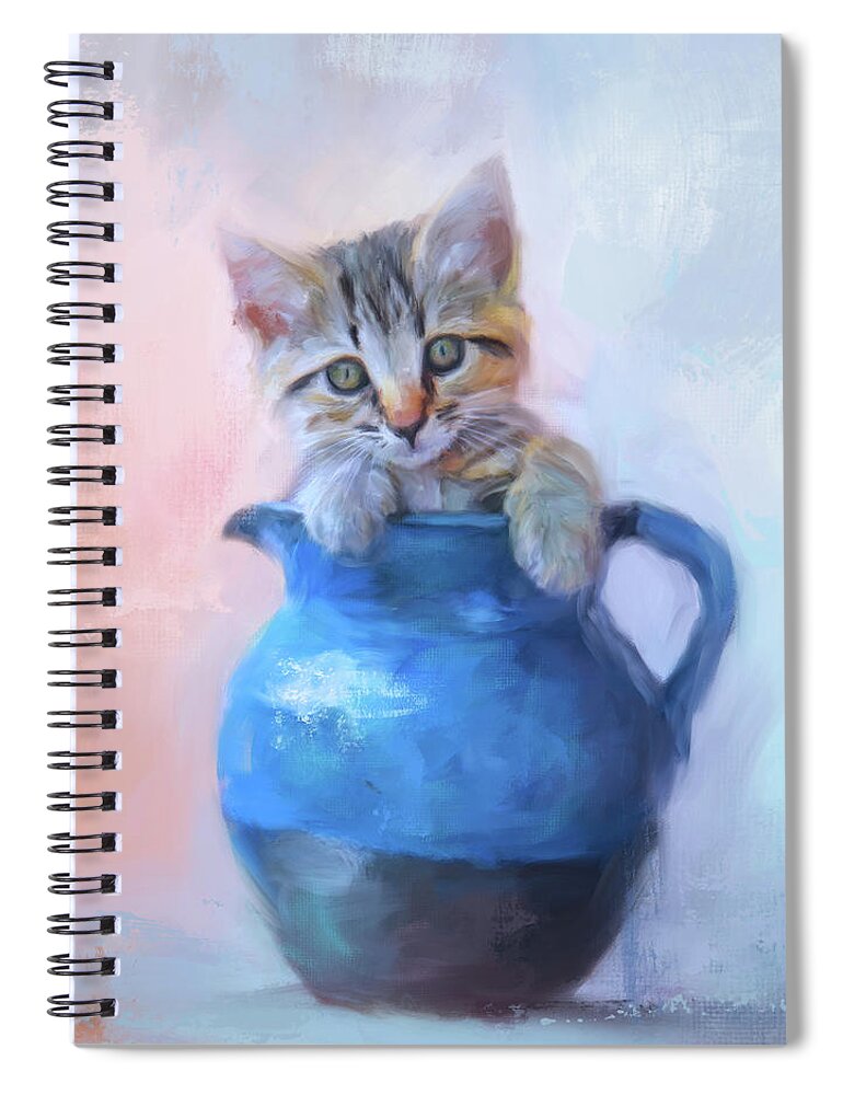 Colorful Spiral Notebook featuring the painting A Pitcher Full of Purrfection by Jai Johnson