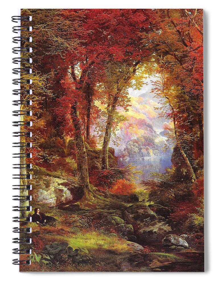 Scenery. Thomas Moran Spiral Notebook featuring the painting Under the Trees by Reynold Jay