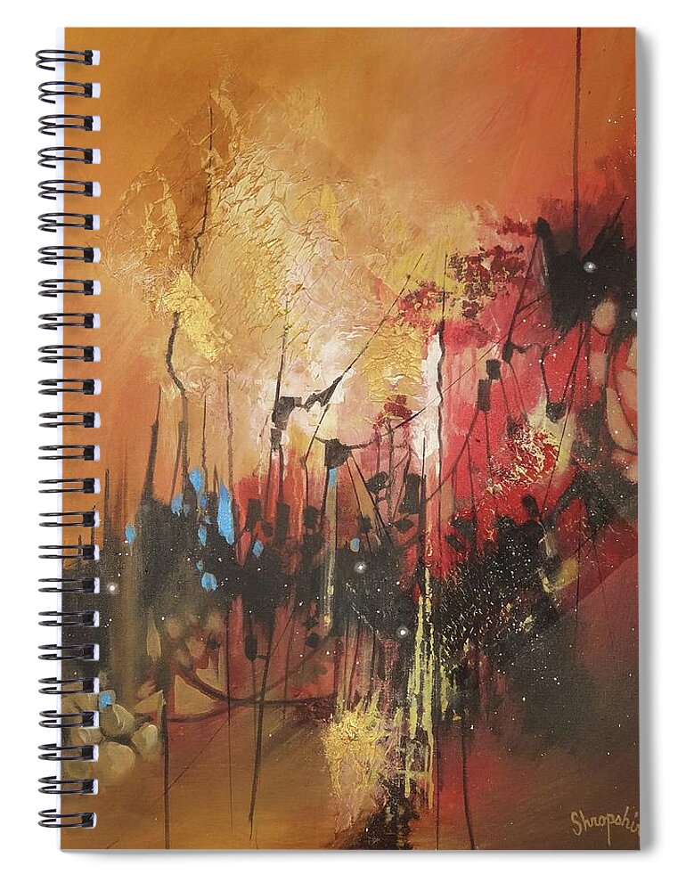 Abstract; Abstract Expressionist; Contemporary Art; Tom Shropshire Painting; Shades Of Blue And Red Spiral Notebook featuring the painting A Political Landscape by Tom Shropshire