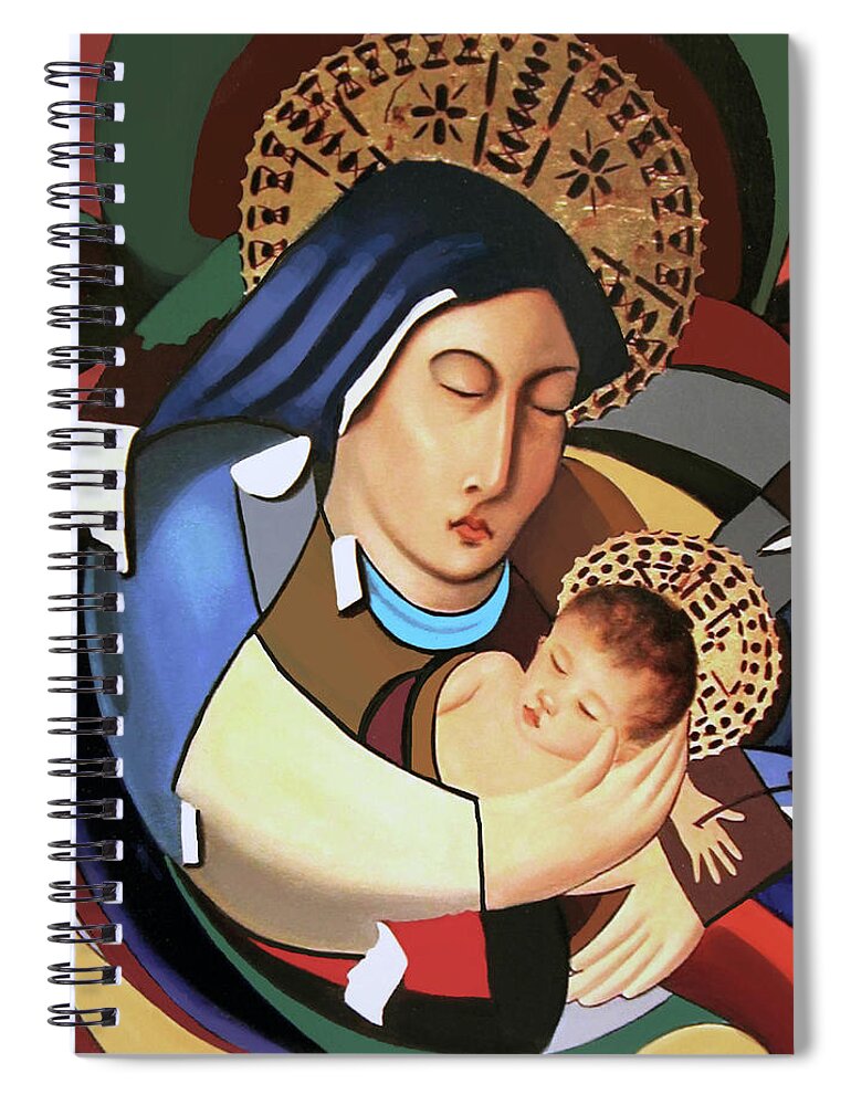 God Art Spiral Notebook featuring the painting A Savior Is Born by Anthony Falbo