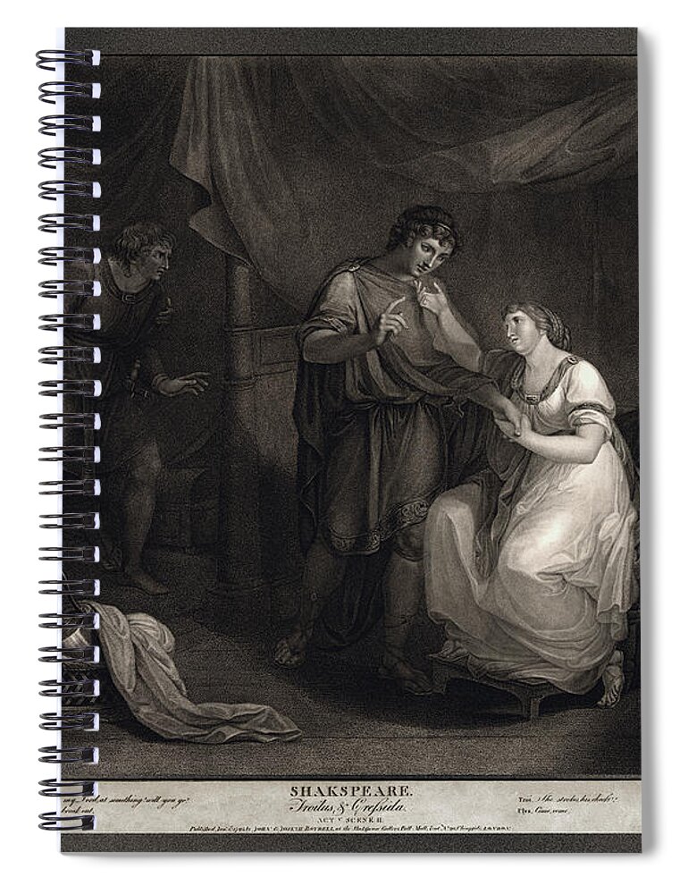 A Scene From Troilus And Cressid Spiral Notebook featuring the painting A Scene from Troilus and Cressid by Angelika Kauffmann and engraver Luigi Schiavonetti by Xzendor7