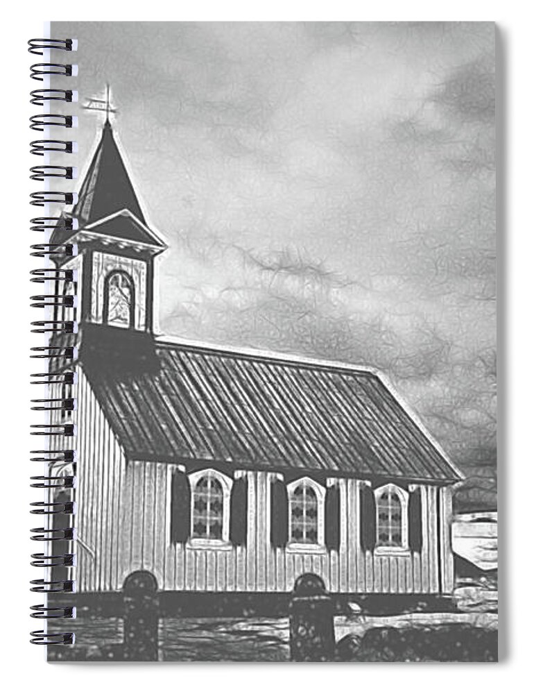 Iceland Spiral Notebook featuring the photograph A Simple Church by Jim Cook