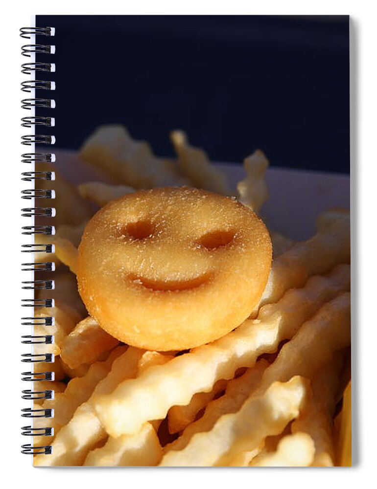 Smile Spiral Notebook featuring the photograph A Smile with French Fries by Laura Smith