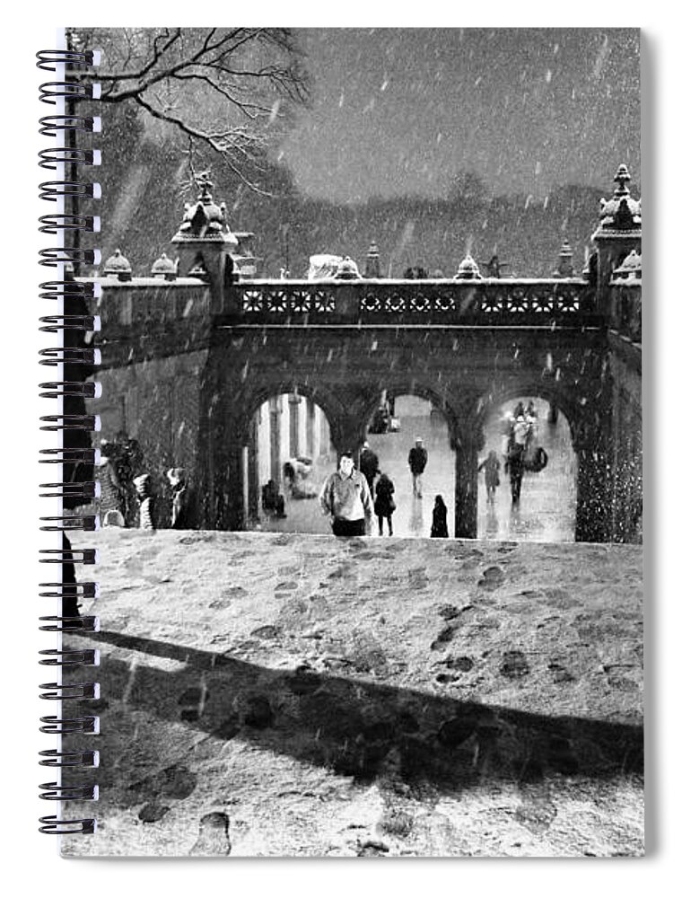 Snow Spiral Notebook featuring the photograph A Snowy Night in Central Park by Steve Ember